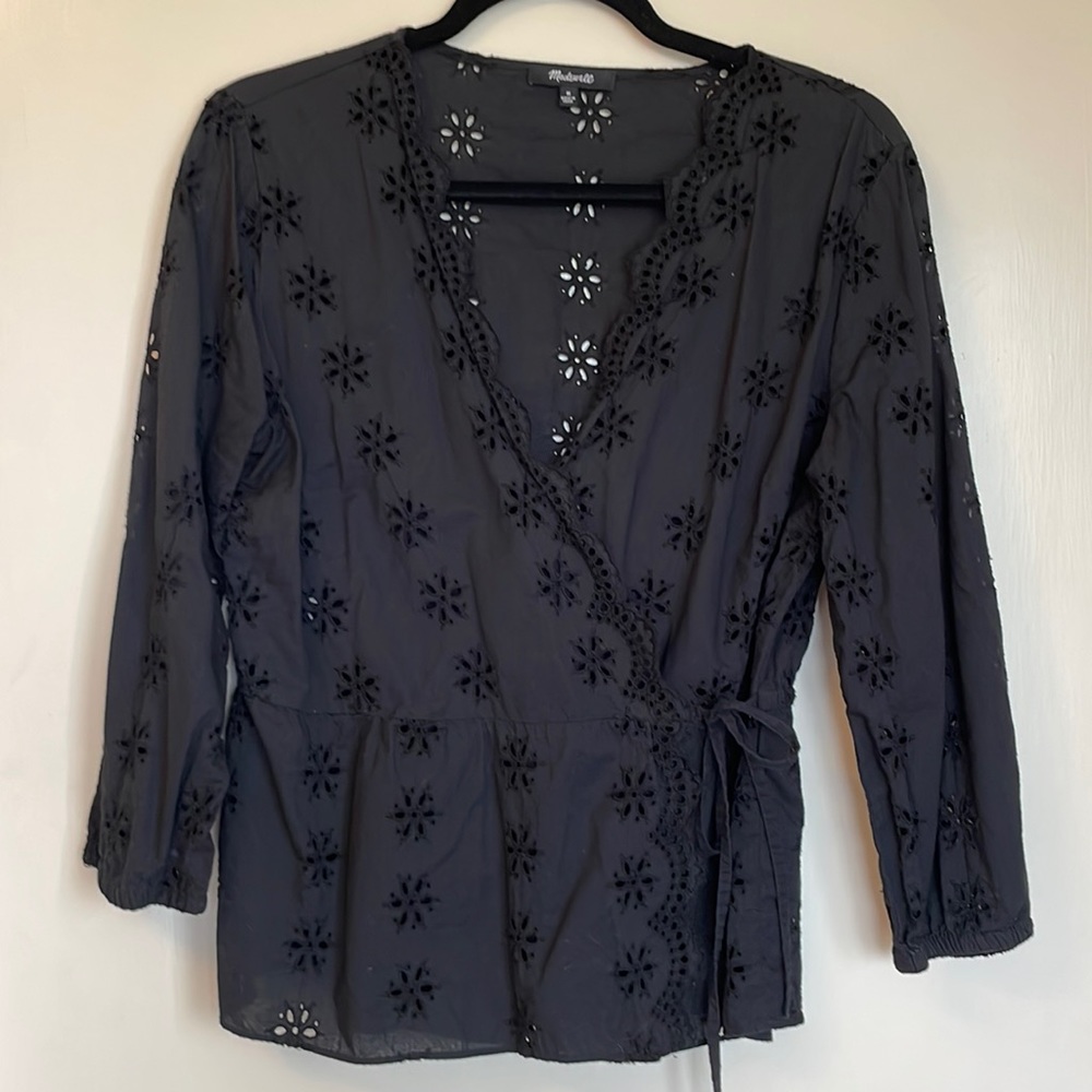 Like NEW Madewell Eyelet Wrap Top
